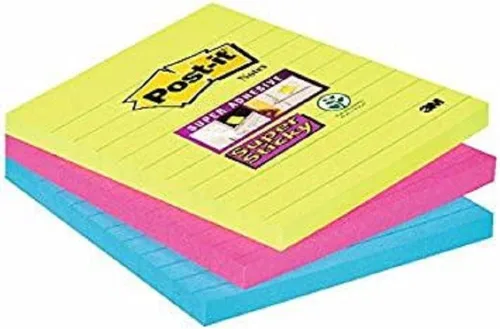 Miniatura 3 de Post-it Notas grandes superadhesivas, forradas, 1 bloc, 3.976 in x 3.976 in, 70 hojas – Notas extra adhesivas para paredes, monitores y nevera