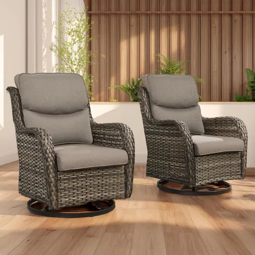 Miniatura 46 de Rilyson Mecedora de mimbre - Juego de 2 sillas mecedoras de mimbre para patio, sillas mecedoras de ratán para porche al aire libre, terraza, jardín