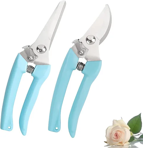 Leize - Juego de tijeras para flores, paquete de 2 unidades, tijeras florales de acero inoxidable premium y engrosadas, podadora fuerte para flores,