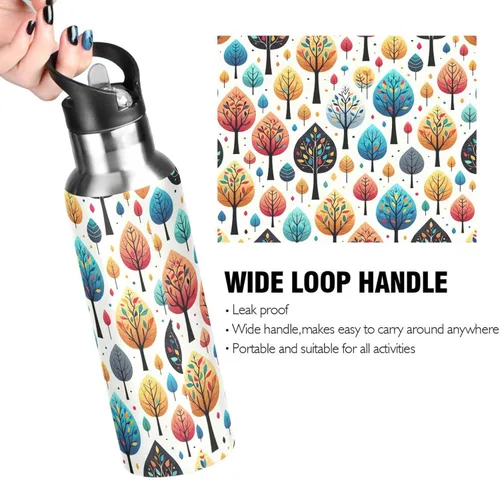 Miniatura 4 de BPA-Free Sport Water Bottle Insulated 20 Oz, Stainless Steel Water Bottle for Gym Outdoor Travel School, Playful Trees