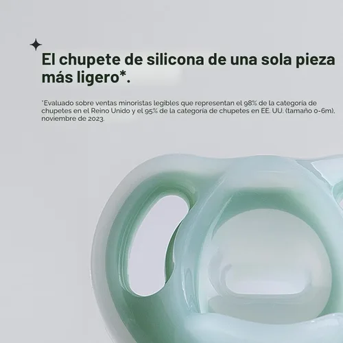 Miniatura 3 de Tommee Tippee - Chupete de silicona ultraligero, 6-18 meses, diseño simétrico de una pieza, sin BPA, paquete de 4