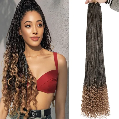 Miniatura 52 de XTREND 10 Pulgadas 6 Paquetes Trenzas de Caja de Ganchillo Cabello Pre-anudado Sin Nudos Bobo Trenzas de Caja 3X Extensiones de Cabello Trenzado 1b#