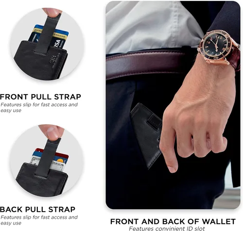Miniatura 5 de SERMAN BRANDS RFID Blocking Bifold Slim Genuine Leather Minimalist Front Pocket Wallets for Men Money Clip