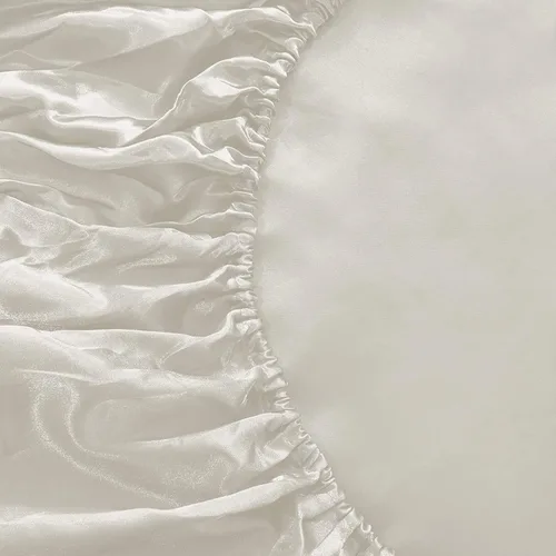 Miniatura 4 de Anex Linen Juego de sábanas de satén, juego de ropa de cama de 4 piezas, hilos altos, juego de sábanas 100% satén beige ultra suave, juego