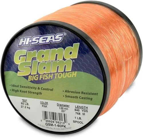 Miniatura 56 de Sedal de Pesca de Monofilamento HI-SEAS Grand Slam - Fuerte y Resistente a la Abrasión en Transparente, Rosa, Verde, Azul Ahumado, Amarillo