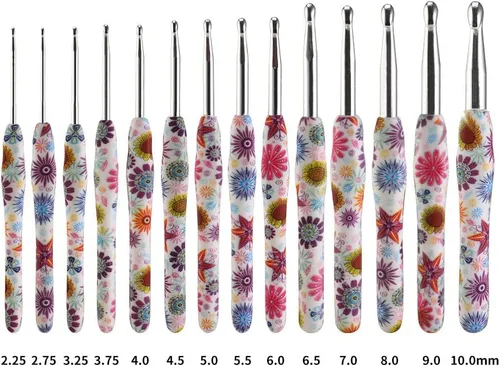 Miniatura 6 de Gancho de Crochet de 2.25mm, Mango Ergonómico para Manos con Artritis, Agujas de Tejer Extra Largas de Goma Suave para Principiantes y Tejido