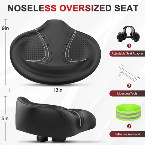 Miniatura 3 de BLUEWIND Nuevo asiento de bicicleta de gran tamaño sin nariz, asiento de bicicleta ancho, diseño de respaldo novedoso para bicicleta eléctrica