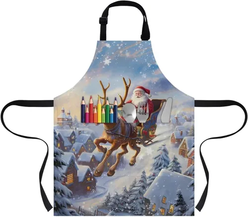 Miniatura 31 de doginthehole Delantal para niños con bolsillo para niños y niñas, delantales de chef ajustables con 2 bolsillos para cocinar, pintar
