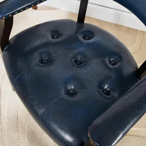 Miniatura 6 de Sillas de comedor con tapizados y brazos, silla de escritorio de oficina con remaches de metal. Sillas de capitán de jefe de PU, taburetes