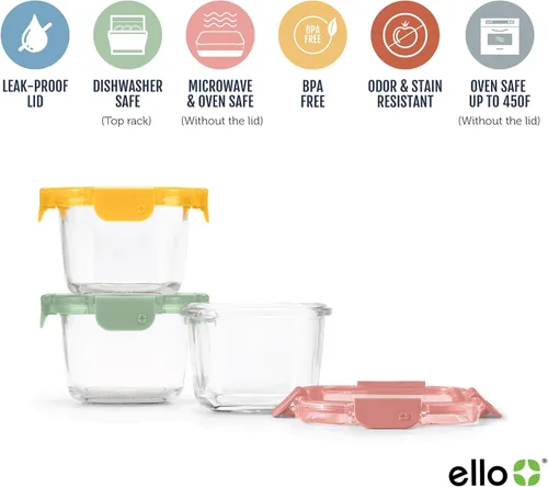 Miniatura 3 de Ello Color Lock 8PC Mixed Glass Food Storage Sets, Leak-Proof Glass Food Storage Containers 2 Copas: Festival