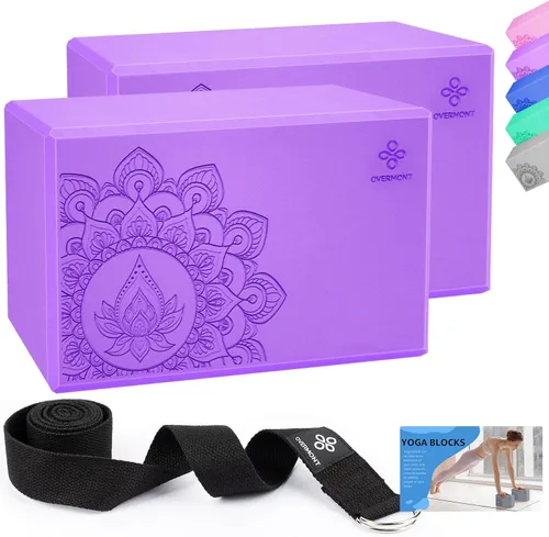 Overmont Yoga Block 2 Pack Supportive Latex-Free EVA Foam Soft Non-Slip Surface for General Fitness Pilates Stretching and Meditation 9"x6"x3" Yoga