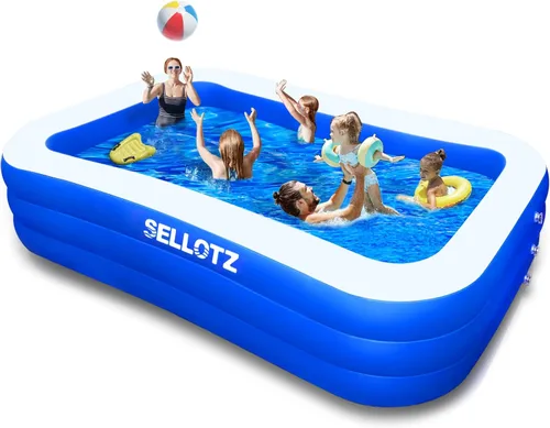 SELLOTZ Piscina inflable para niños y adultos, 120 x 72 x 22 pulgadas, piscina familiar gruesa de gran tamaño para niños pequeños, al aire libre,