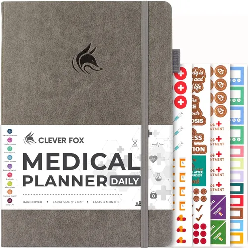 Miniatura 16 de Clever Fox Planificador médico diario: cuaderno de diario de salud, diario de bienestar y cuaderno de registro de autocuidado, dura 3 meses, 7 x