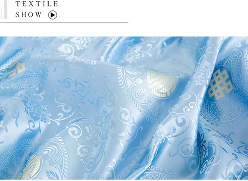 Miniatura 7 de BAWHO Mooie Jacquard Stof Elegant Licht Fel Kleur Patroon Ontwerp Bloem Ambachten Doek Voor Naaien Cheongsam Kostuums Damesjurken DamesjurkenBlauw75