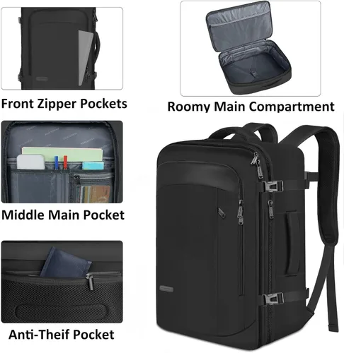 Miniatura 3 de Vancropak - Mochila para hombres, extra grande de 50L, mochila de viaje, aprobada para llevar en el avión, con 3 cubos de empaque para maletas