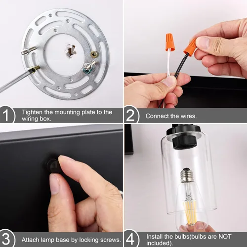Miniatura 6 de MELUCEE Lámpara de Tocador Negra de 6 Luces, Aplique Industrial de Metal para Pared, Iluminación para Baño, Dormitorio, Pasillo, Cocina, Soporte