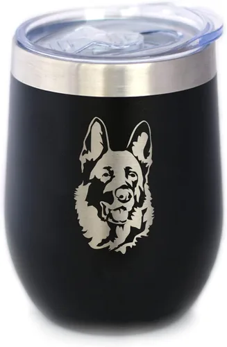 Miniatura 9 de Custom German Shepherd Personalized Wine Tumbler with Sliding Lid - Stemless Stainless Steel Insulated Cup - German Shepherds Outdoor Camping Mug