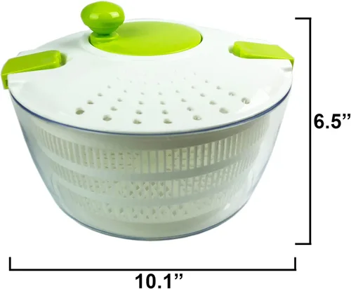 Miniatura 4 de Huji Molinillo de ensalada grande multifuncional (4 cuartos de galón) y juego de mandolina - Cortador de 5 cuchillas, escurridor, lanzador, secadora