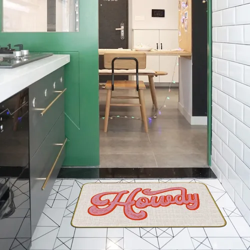 Miniatura 4 de Mingnei Tapete divertido de Howdy de color rosa intenso para la cocina del hogar, tapete de puerta de Howdy, tapete para puerta de vaquera Howdy