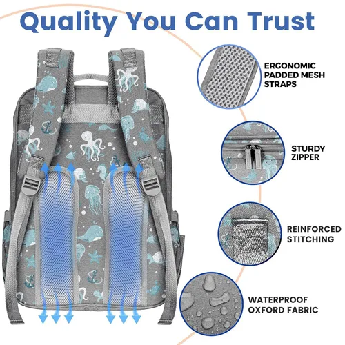 Miniatura 7 de PILLANI Mochila Bolsa para Pañales de Bebé - Bolsa Grande para Niños y Niñas, Mochila Impermeable para Pañales - Bolsas de Pañales de Viaje con G.