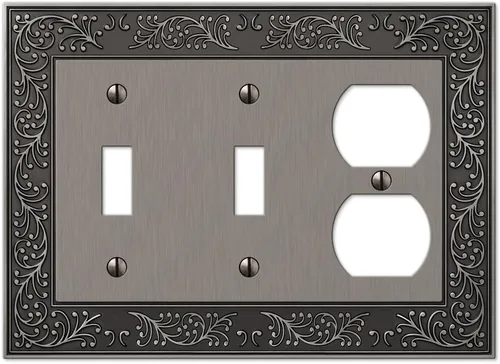 Miniatura 13 de Amerelle 43RRAN English Garden Placa de Pared, 2 Rocker, Metal Fundido, Níquel Antiguo, Paquete de 1