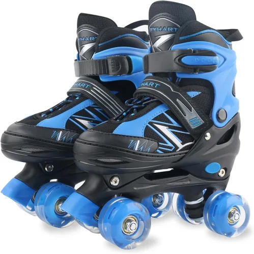 Patines de ruedas para niños y niñas principiantes y pequeños, 4 tamaños ajustables de patines de ruedas con ruedas que se iluminan para niños,