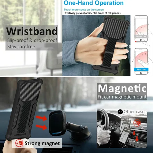 Miniatura 4 de Aroepurt Funda compatible con Tecno Spark Go 1 - Funda híbrida con protector de pantalla de vidrio templado, soporte plegable magnético, Negro