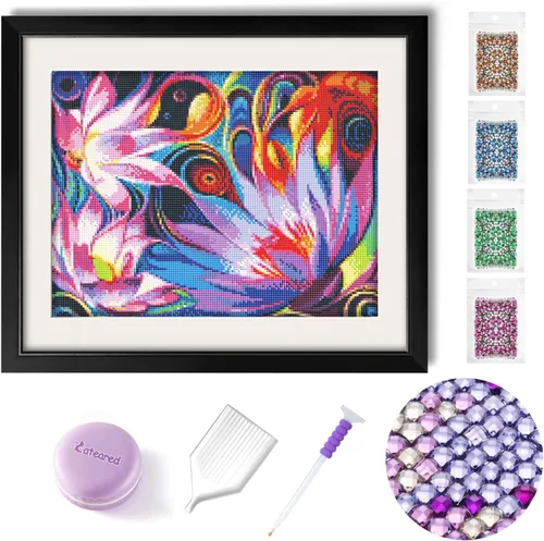 Pintura cuadrada de diamantes de imitación de cristal, fantasía floral dinámica, kit de arte de diamantes 5D para bricolaje, juego de pintura por