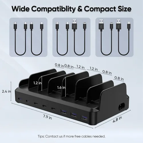 Miniatura 3 de Estación de carga de 300 W para múltiples dispositivos, estación de carga rápida USB C de 8 puertos para MacBook iPhone 17/16/15/14/13/12 Samsung