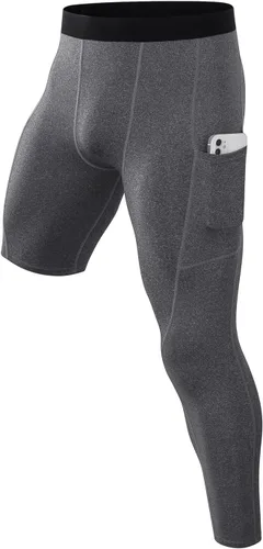Miniatura 34 de Pantalones de compresión de 3/4 de una pierna para hombre, mallas de baloncesto atléticas para correr, leggings deportivos de capa base capri