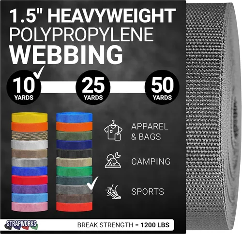 Miniatura 36 de Strapworks Heavyweight Polypropylene Webbing - Heavy Duty Poly Strapping for Outdoor DIY Gear Repair, 1.5 Inches
