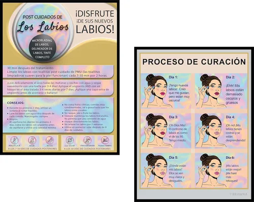 Miniatura 3 de 50 Pcs Instrucciones De post Cuidados De Las Cejas Permanentes - Versión Española Microblading Tarjetas de Instrucciones de Cuidado Posterior 4.25x