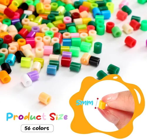Miniatura 3 de Libima Juego de 11200 cuentas fusibles a granel para niños, arte y manualidades de 0.197 in, juego de cuentas de hierro surtidas, multicolor