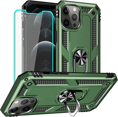Miniatura 8 de Yiakeng Funda para iPhone 12 Mini: Funda para iPhone 12 Mini con protector de pantalla HD, fundas protectoras de grado militar con anillo para Verde