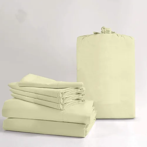 Miniatura 15 de Juego de sábanas de 100% algodón orgánico certificado real, 6 piezas, 1000 hilos, 1 sábana bajera + 1 encimera + 4 fundas de almohada, se adapta a