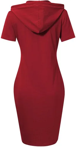 Miniatura 3 de Vestido MISSKY con capucha, bolsillos, estampado de rayas, hasta la rodilla, ajustado, informal, para mujer