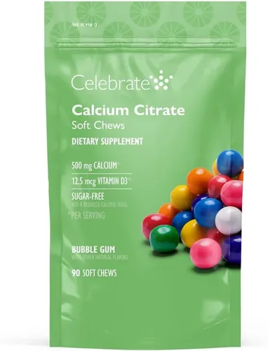 Celebrate Vitaminas Masticables de citrato de calcio bariátrico 500mg con 500 UI de vitamina D3 – Esencial para pacientes con bypass gástrico y