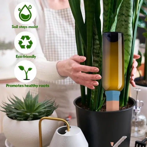 Miniatura 5 de Jovitec 6 estacas de riego de plantas de terracota, picos de riego automático para plantas de interior y exterior, hogar y oficina (multicolor)