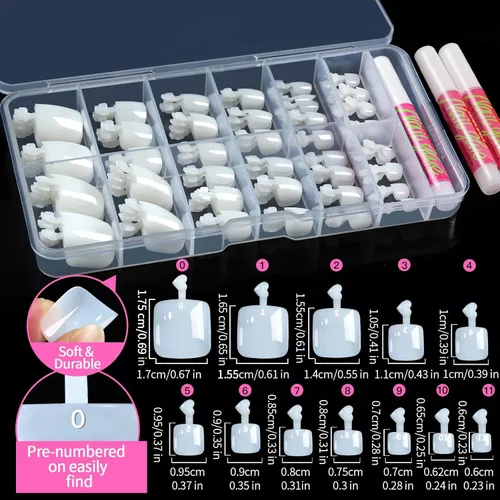 Miniatura 2 de Teenitor 120 piezas de uñas postizas naturales para los dedos del pie, uñas postizas para mujeres con pegamento para uñas, puntas de uñas postizas