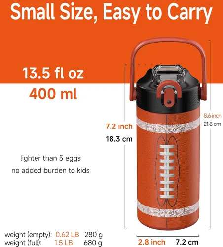 Miniatura 6 de MYFOREST - Botella de agua aislada para niños de 14 onzas / 13.5 fl oz, forro sin olor, 3D Touch No Plastic Taste, Surgical Steel - No Chemical