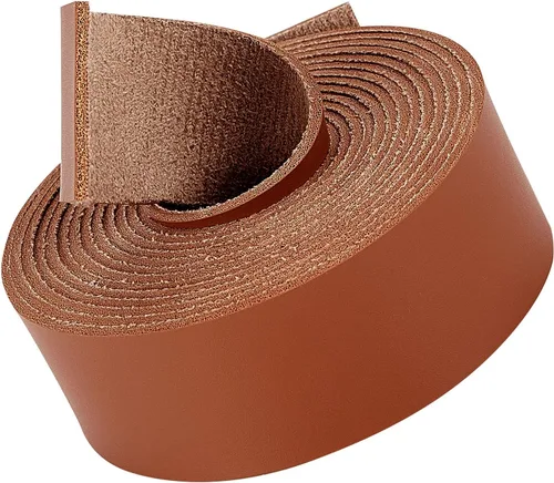 Miniatura 14 de GORGECRAFT Tira de correa de cuero de 1 pulgada de ancho 6.6 ft de largo de grano de cuero negro, cordón plano de una sola cara para manualidades