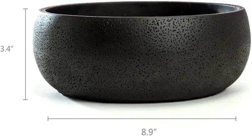 Miniatura 6 de Maceta para suculentas, 8.9 pulgadas, estilo moderno, redondo, de cemento, suculenta, soporte para cactus (negro)
