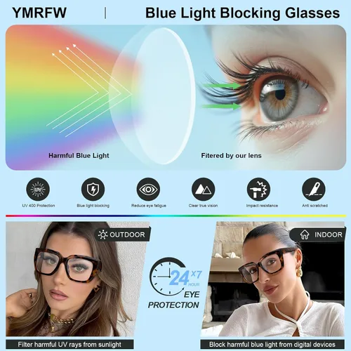Miniatura 6 de Square Blue Light Blocking Glasses for Women Men Retro Style Computer TV Eyeglasses