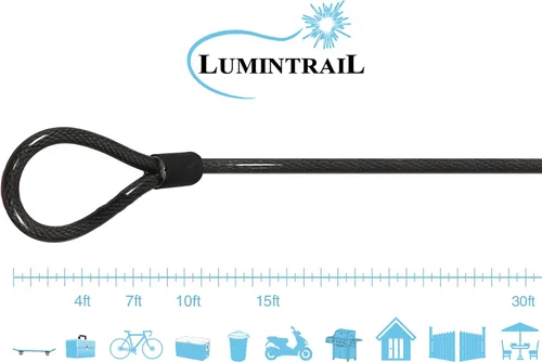 Miniatura 7 de Lumintrail Cable de seguridad resistente de 0.394 in, acero trenzado recubierto de vinilo con extremos sellados (4', 7', 10', 15' or 30') (4 pies)