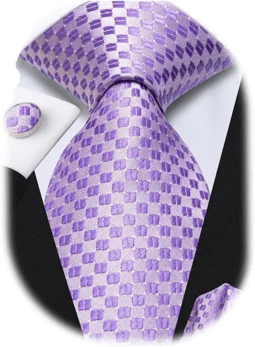 Miniatura 202 de Hi-Tie Corbatas de seda para hombre, diseño de cachemira a rayas, con bolsillo, gemelos cuadrados, conjunto formal de negocios
