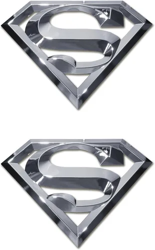 Miniatura 14 de Elektroplate Emblema de DC Comics Superman con licencia oficial, todo de metal negro para autos, camiones y todos los vehículos Ajuste universal