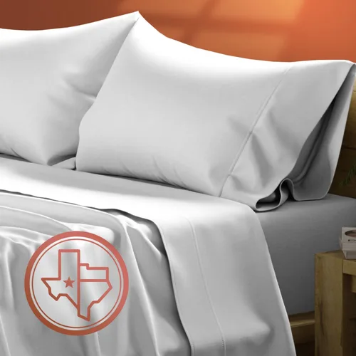 Miniatura 24 de TEXAS LINEN CO. Juego de sábanas de algodón egipcio Split King - 600 número de hilos, 5 piezas, sábanas blancas para cama ajustable, fibra 19: Raya
