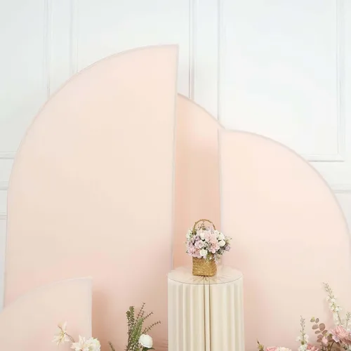 Miniatura 44 de Efavormart - Juego de 4 fundas de elastano beige para arco de media luna, fundas de telón de fondo Chiara de 2.5 pies a 7 pies para escenarios