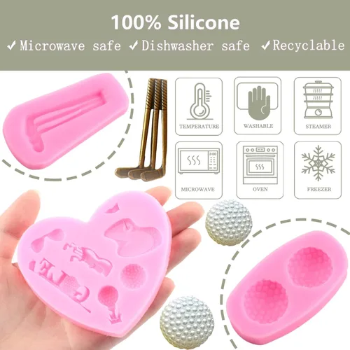 Miniatura 4 de Zixiang Moldes de silicona para golf, bolas de golf, molde de fondant, molde de club de golf para decoración de pasteles, decoración de cupcakes