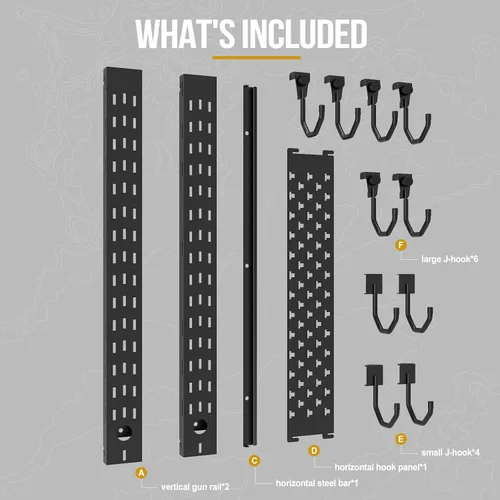 Miniatura 5 de ONETIGRIS Soporte de pared para pistolas, estante para armas de interior con estante horizontal y 1 bandeja extraíble para accesorios de pistola